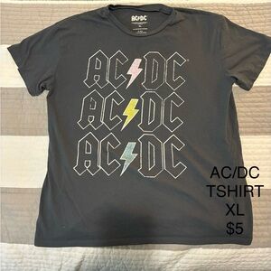 AC/DC Charcoal Tee with Colorful Lightning